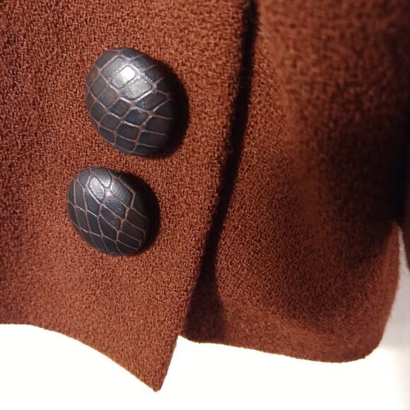 Kasper Vintage Blazer & Skirt Suit Maroon 100% Wool Stylish Statement Suit Sz10P - Picture 6 of 13